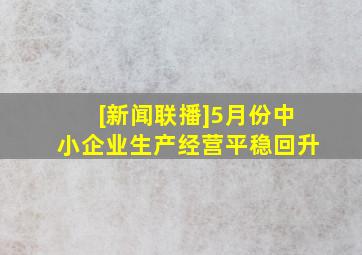 [新闻联播]5月份中小企业生产经营平稳回升